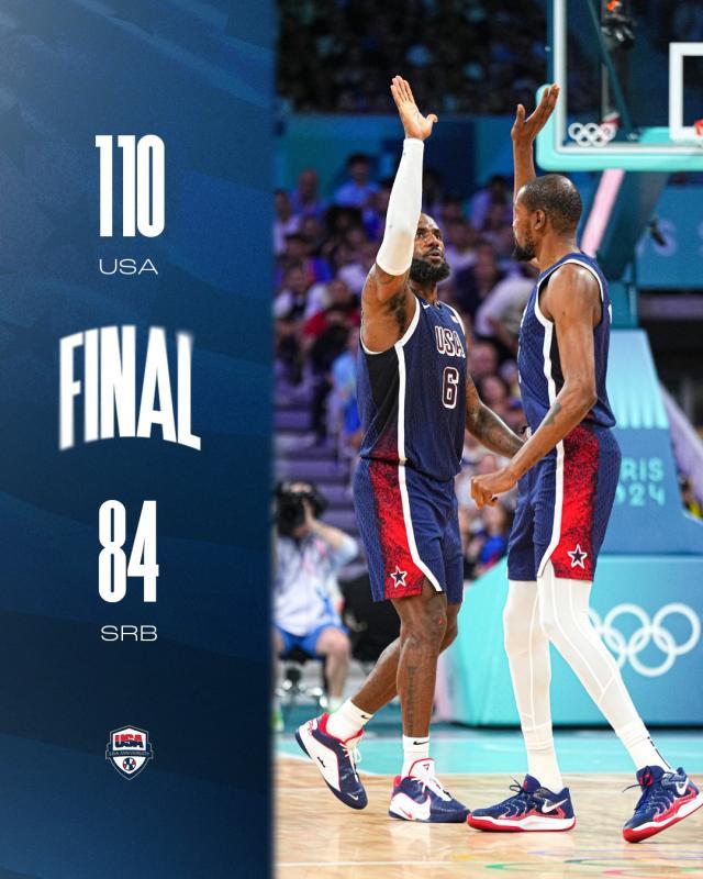 亮相巴黎大秀肌肉！美国男篮三节摧毁世界亚军